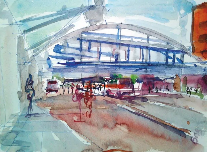Airport- AMSTERDAM, artwork by Akpan Usoroh