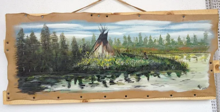 along the river, artwork by Indian Héritage Arts GrayWolf