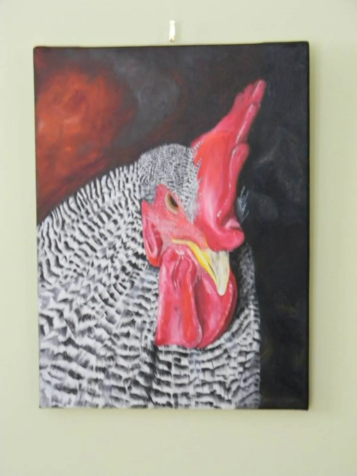 Coq plymouth rock barré, artwork by Mélanie Poirier