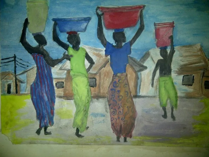 Home coming/water rush, œuvre de Alex Kalu