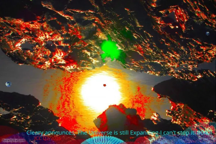 Cleary announces the Universe is still expanding!, œuvre de John Charles Cleary