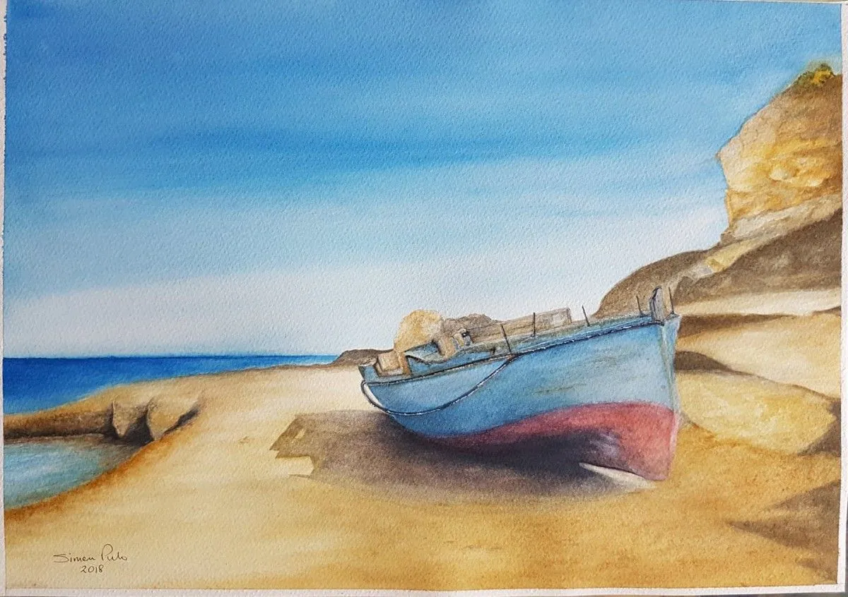 The Abandoned Boat, Selmun Malta, œuvre de Simon Pulo