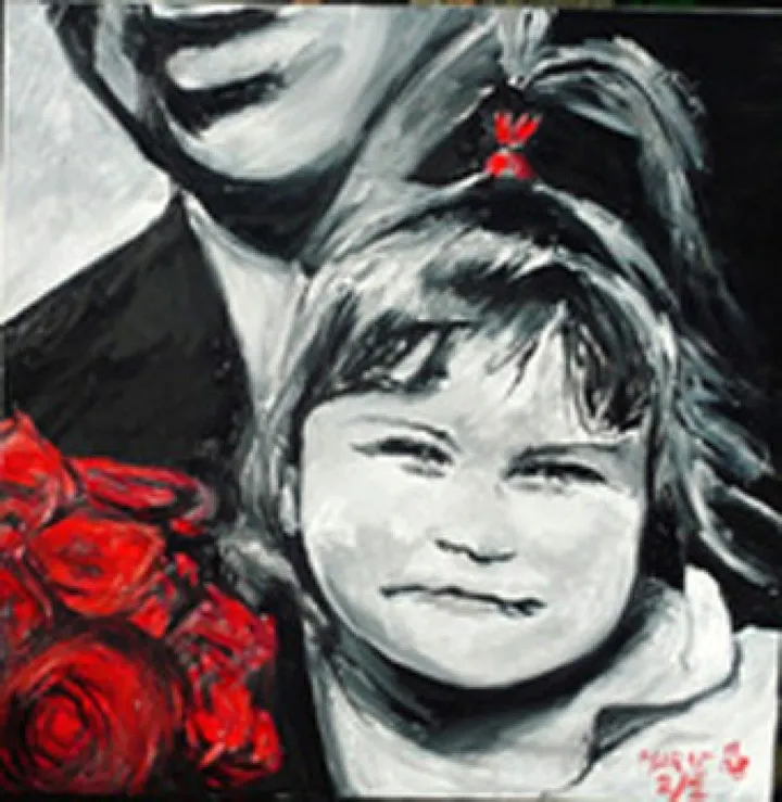papa en rouge et noir, œuvre de dominique bryet