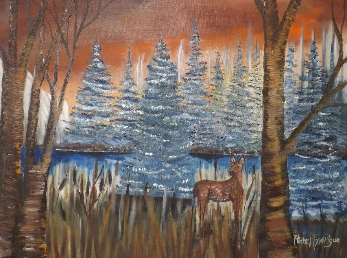 Le daim dans son milieu naturel., œuvre de MICHEL JOSEPH RODRIGUE