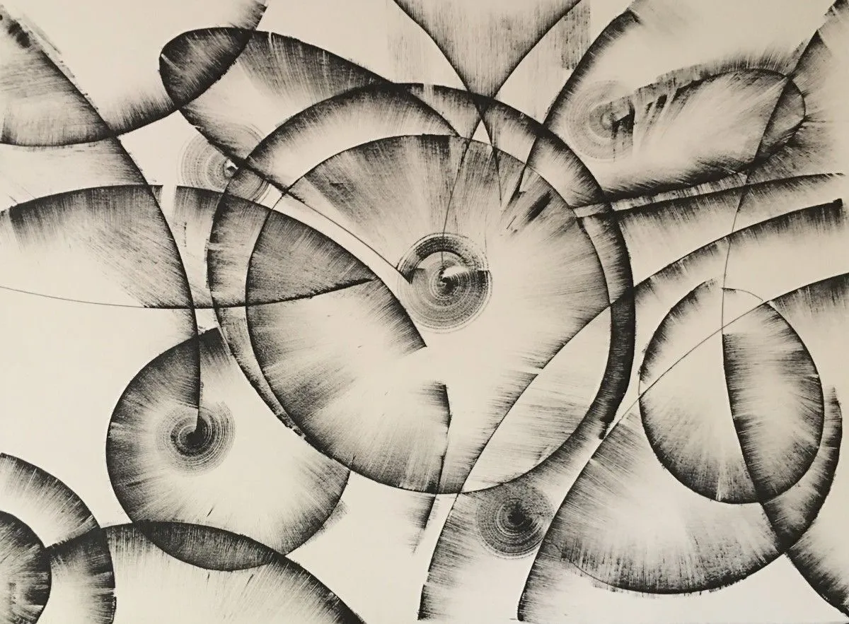 Black and White Abstract Drawing 21 by Kozyuk, œuvre de Khrystyna Kozyuk