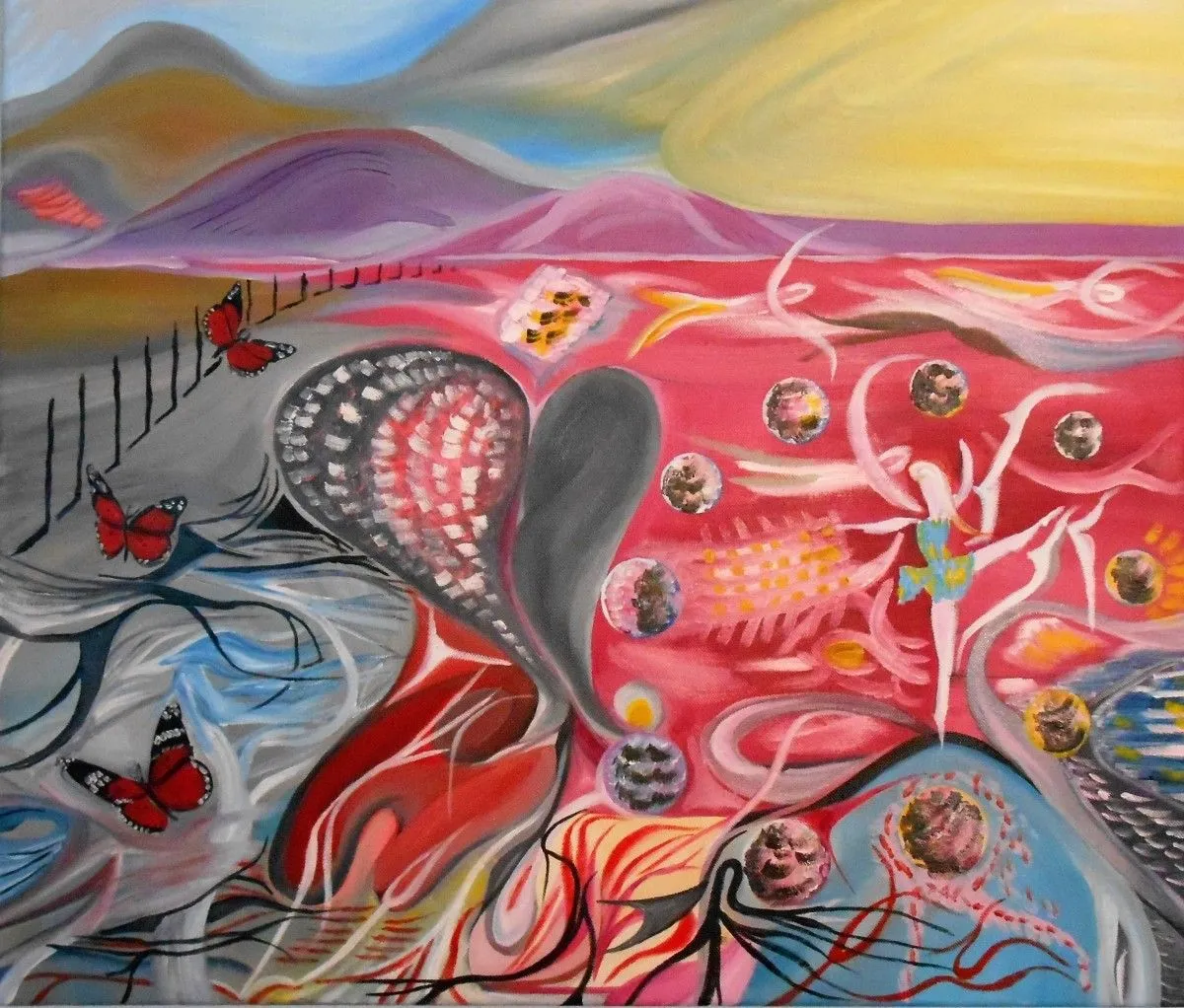 oil "Tänzerin und Schmetterlinge", œuvre de Hansjörg Hermann