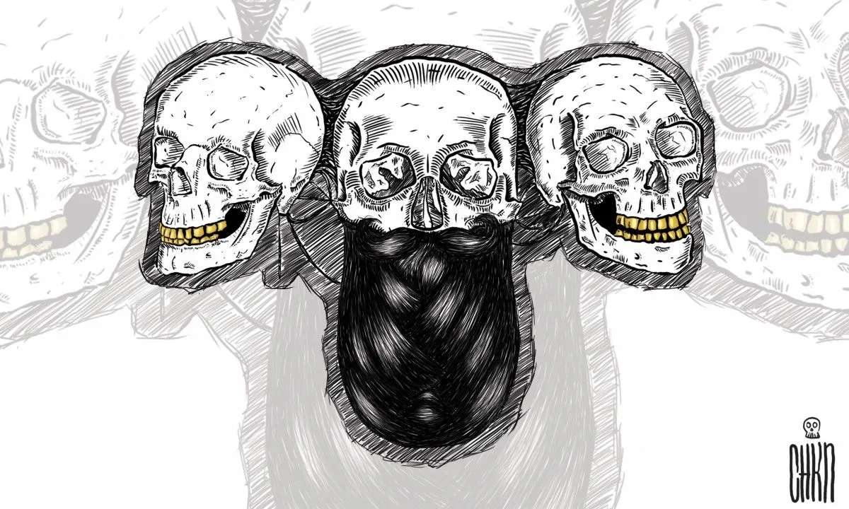 3 skulls 1 beard, œuvre de Zorian Dimitrov