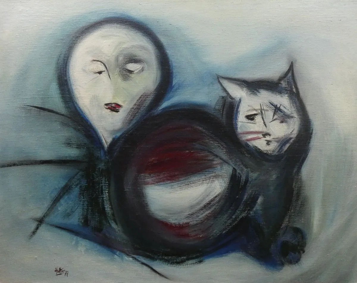 Chat et masque, artwork by Alain HALTER