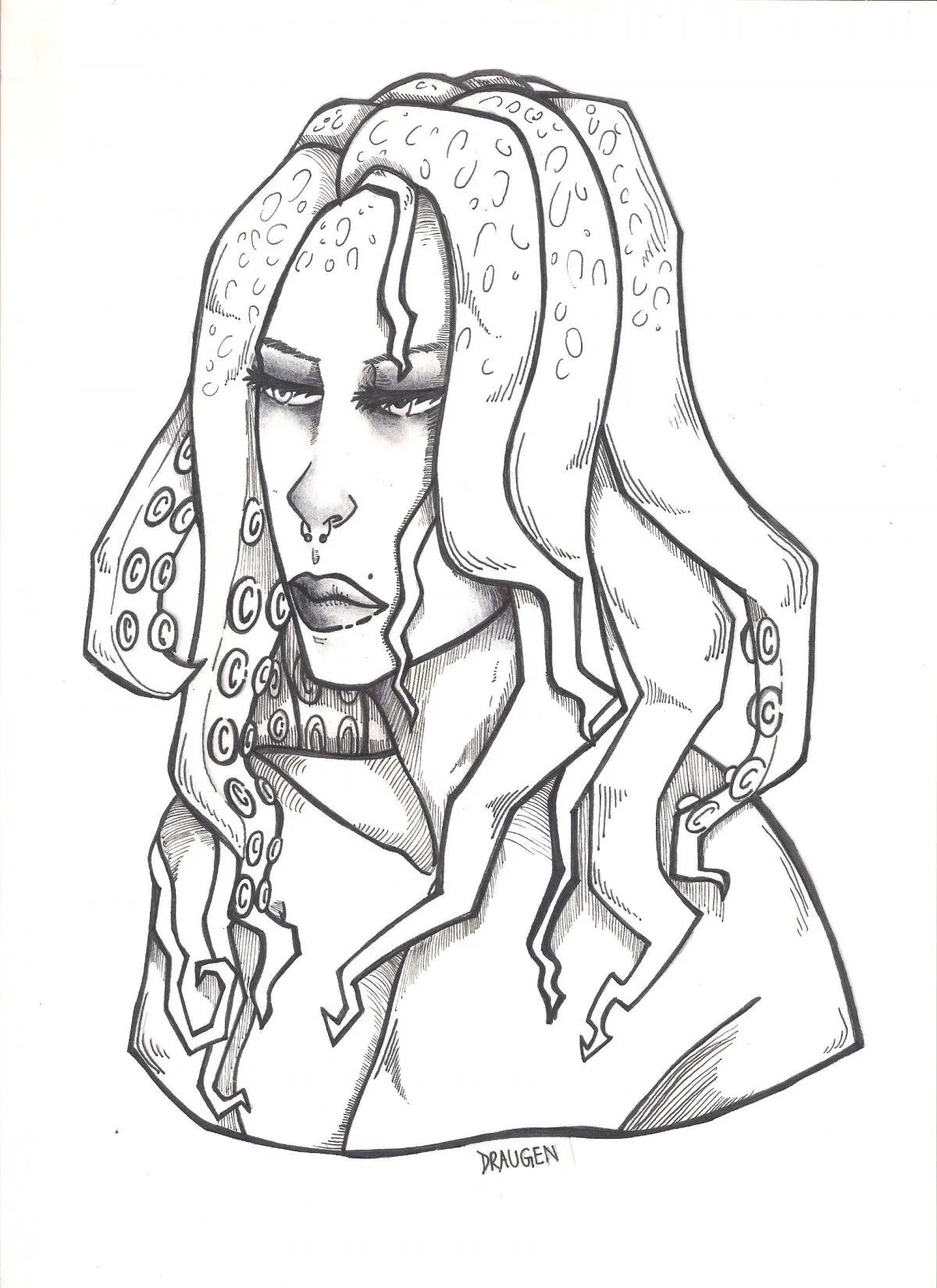 Tentacle girl., artwork by Draugen Zombie