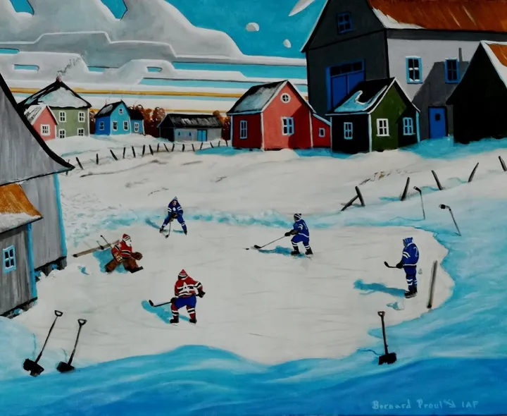 Au temps où les enfants jouaient dehors, artwork by Bernard Proulx