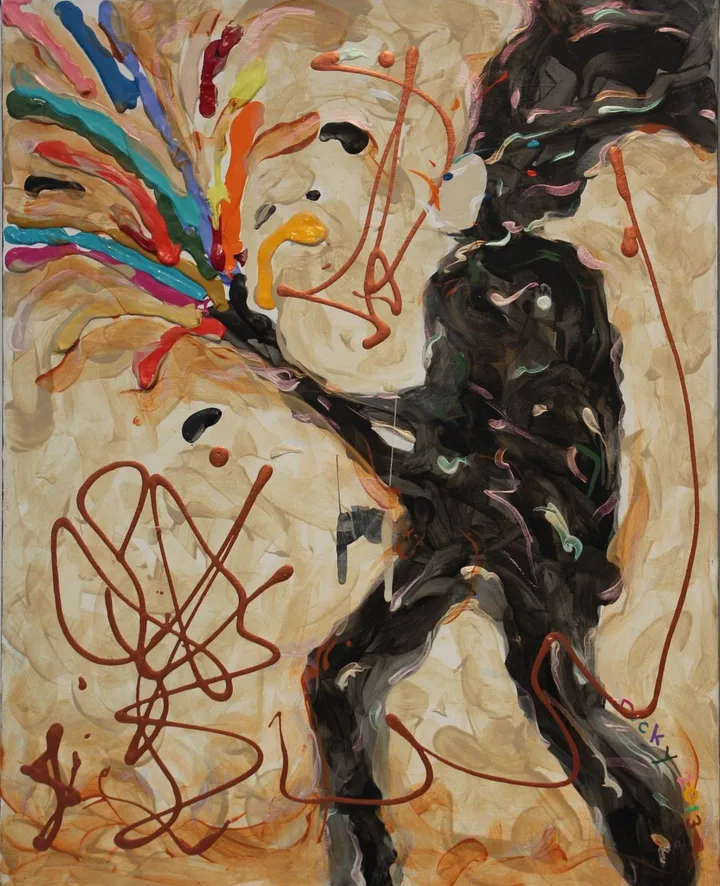 "The Guitarist" small works on canvas, artwork by Dicky Joe Santos