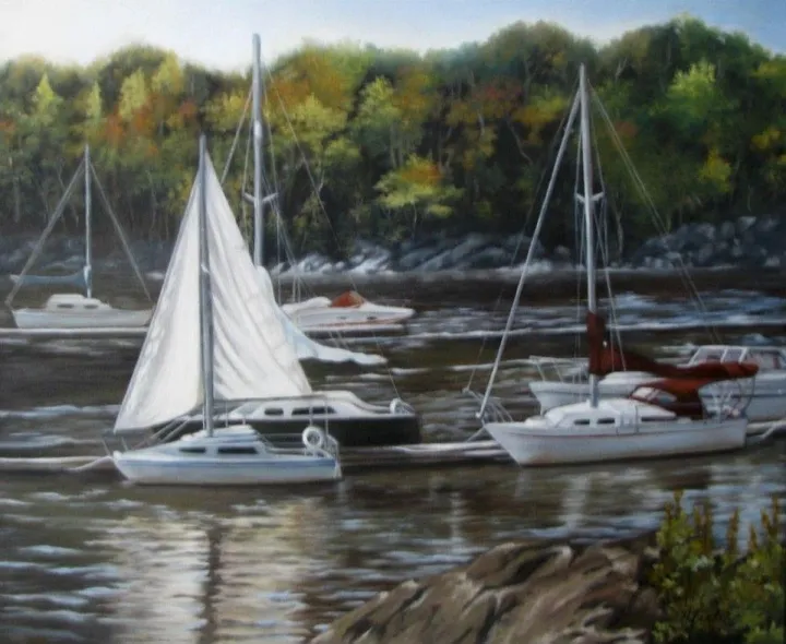 Tu l'auras....ton bateau blanc, artwork by Huguette Leclerc