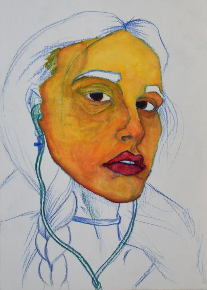 Self portait as unfinished study, œuvre de Olimpia Mazzei