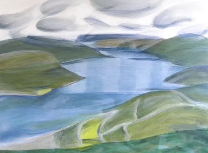 Lac Yamdrok, Tibet, artwork by Denise Levesque