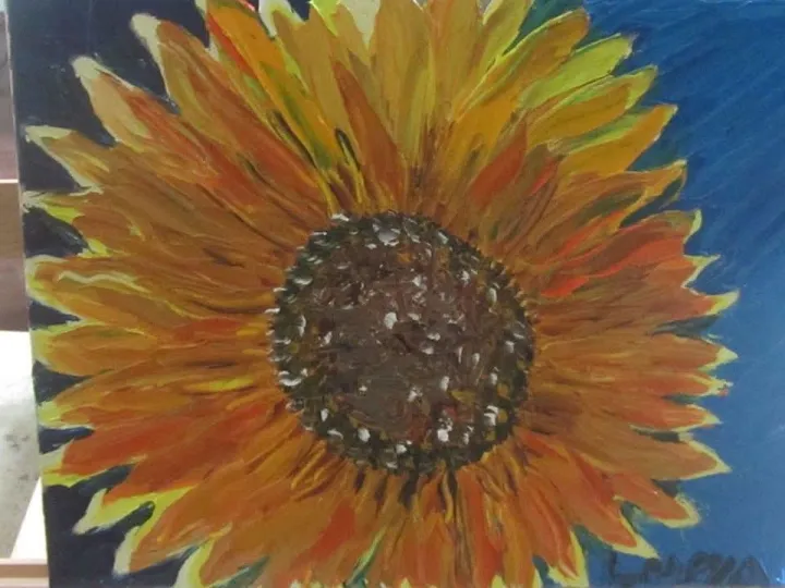 Closeup of sunflower, artwork by Ligia Moya