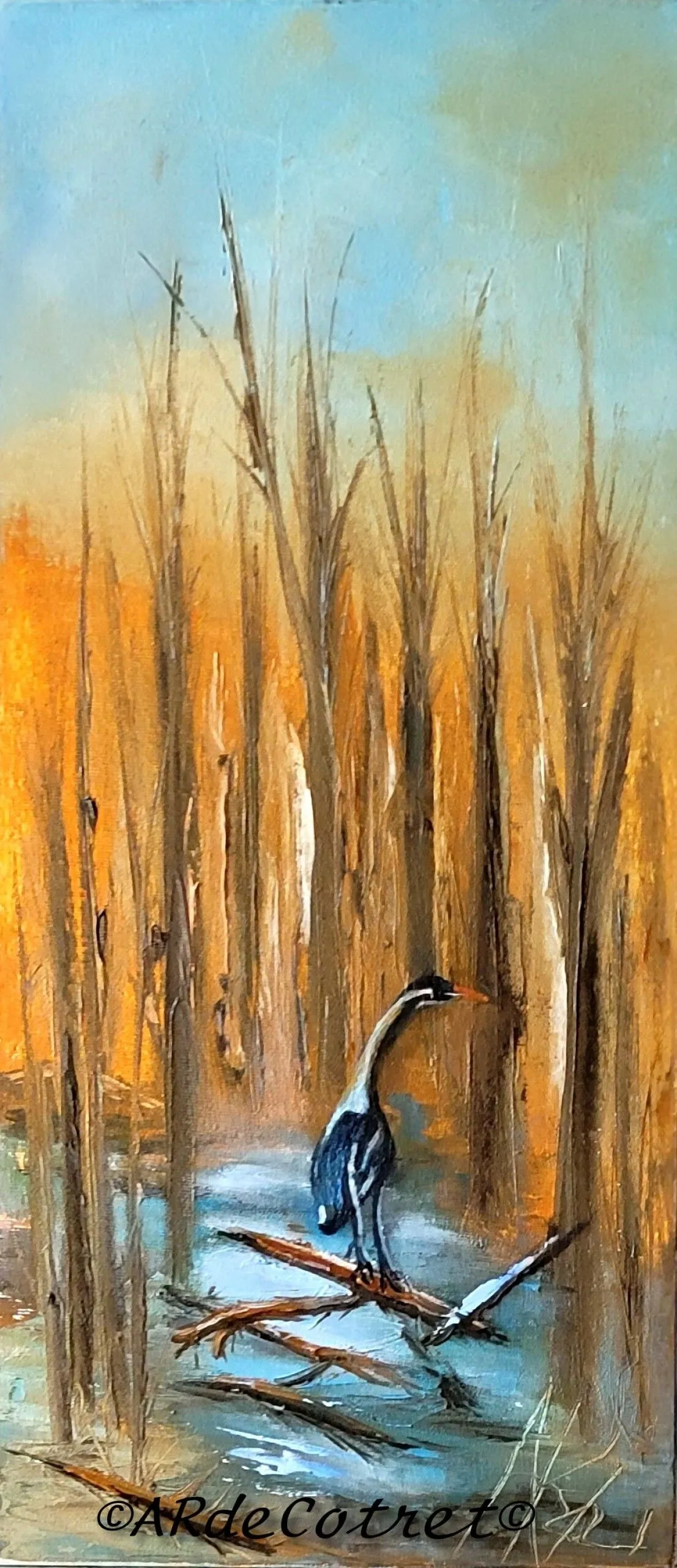 Le héron dans le sous-bois, artwork by Anne René de Cotret