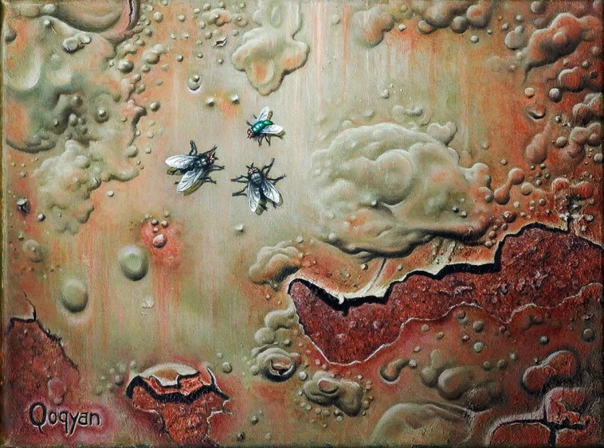 Trois mouches, œuvre de Mahmoud Qoqyan
