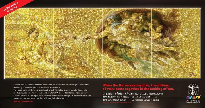 “Creation of Man/Adam - Mareeism (AU Gold Series)”, œuvre de Raj Maree
