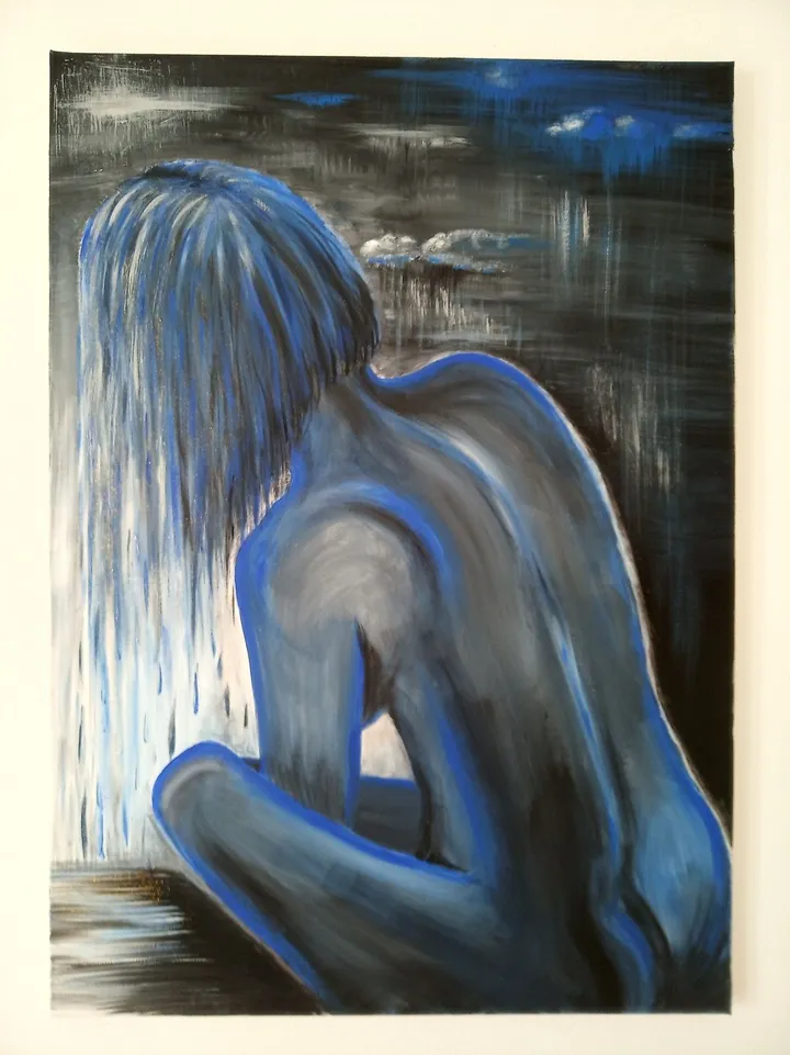 Das blaue Mädchen - la ragazza blu - the blue girl, œuvre de Anette Maeding