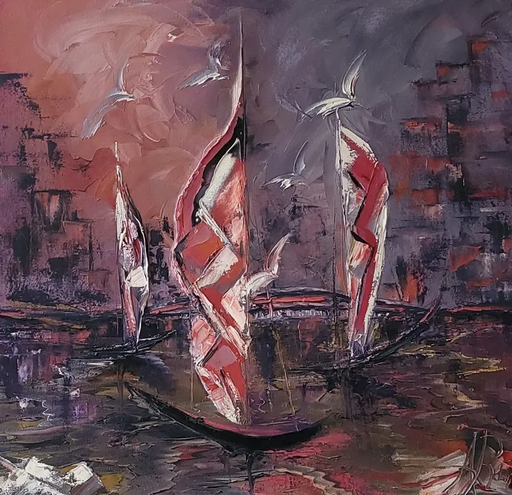 La ville épie les voiles, œuvre de Anne René de Cotret