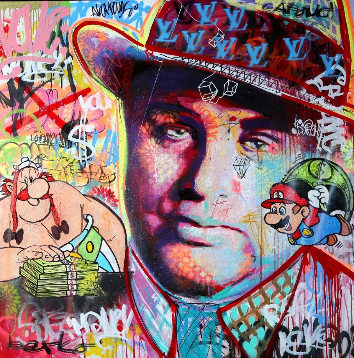 Al Capone - Mario Bros & Obelix, œuvre de Berko .