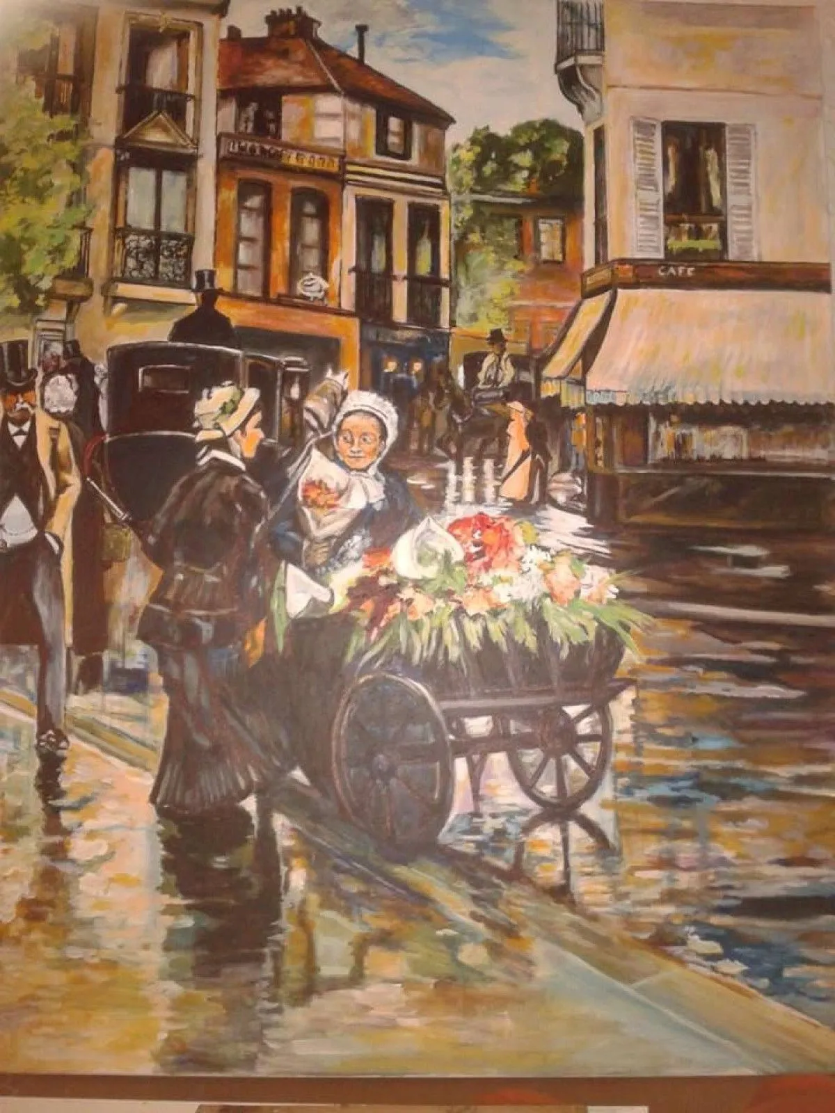 CHARRETTE AUX FLEURS, œuvre de Jean Pierre DELEAU