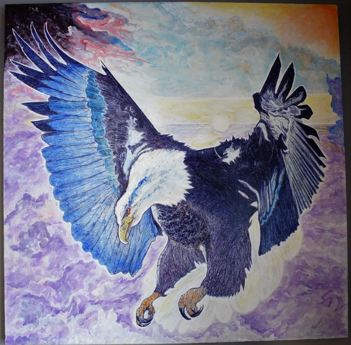 Aigle en vol, œuvre de Denis Roucau