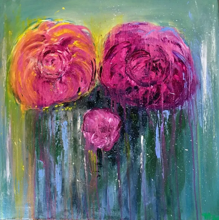 Pivoines, œuvre de Françoise AUGUSTINE