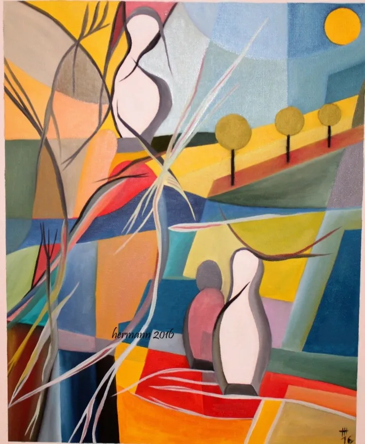 oil "Kegel und Natur", œuvre de Hansjörg Hermann