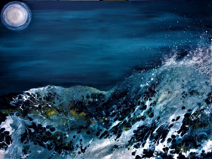 wild seas at night, œuvre de alexandra simanndani