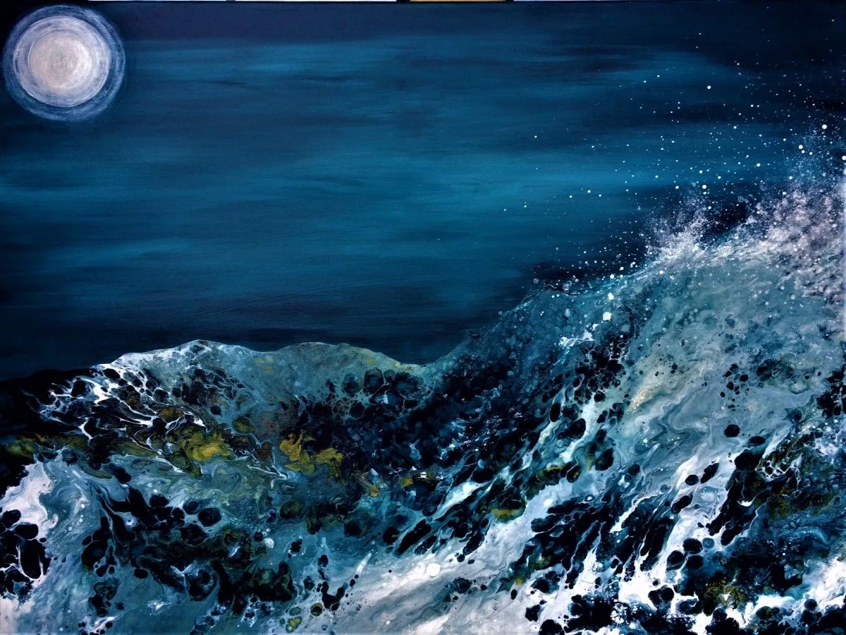 wild seas at night, œuvre de alexandra simanndani
