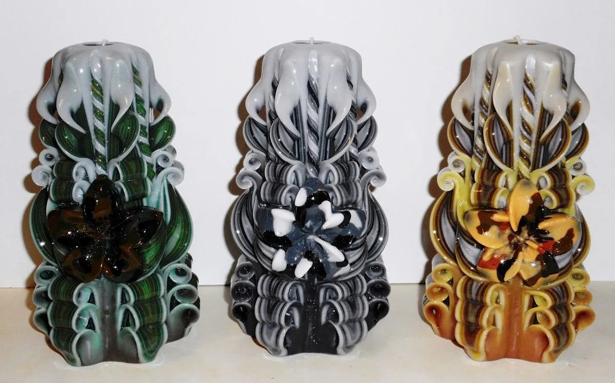 Army carved candles, artwork by Maris Kalksteins