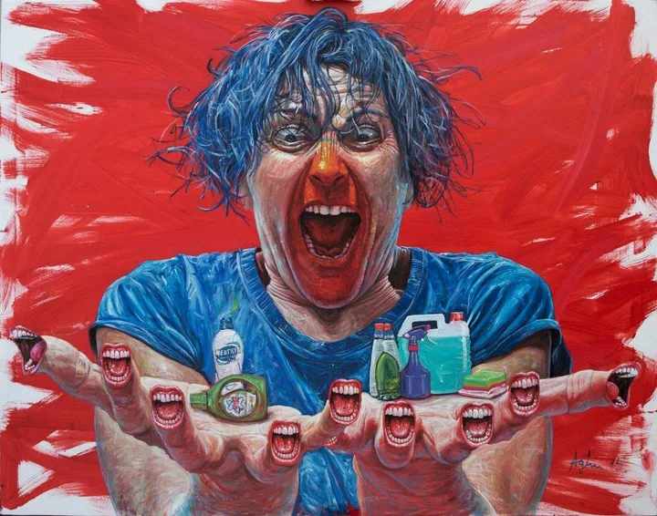 The great shout of women against small products., œuvre de Agim Meta