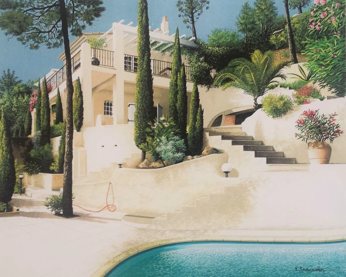 Villa in the French Riviera, artwork by Thierry Traccoën