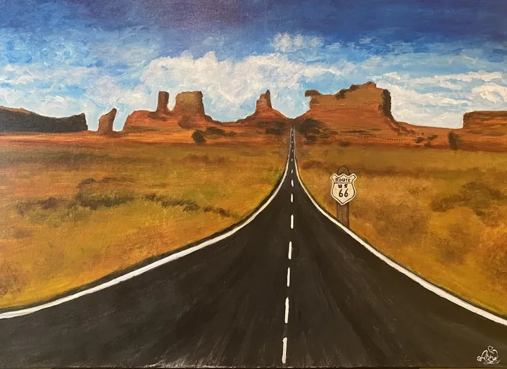 la mitique route 66, œuvre de Anne Antoine