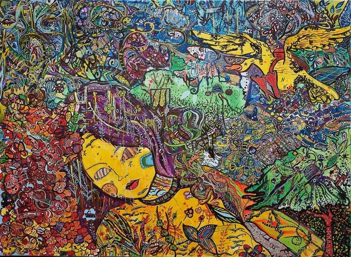 La femme et l'oiseau, œuvre de Céline Hubert