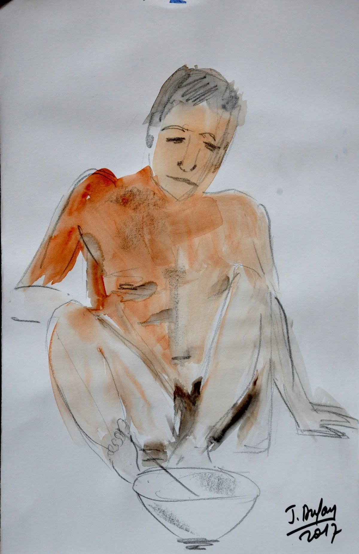 Homme nu devant sa pitance, artwork by Jérôme Dufay