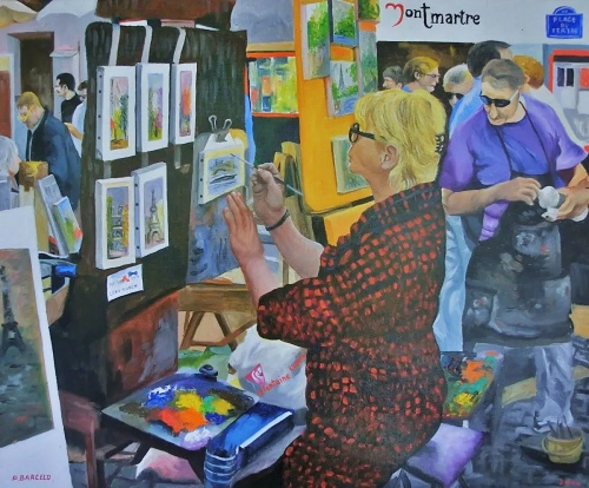 PLACE DU TERTRE MONTMARTRE PARIS, artwork by PIERRE BARCELO