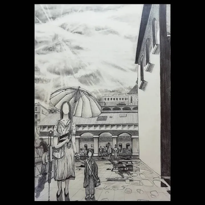 Madre y Niño en la Escuela (Paísaje del Siglo Pasado), artwork by Aziel Barrientos