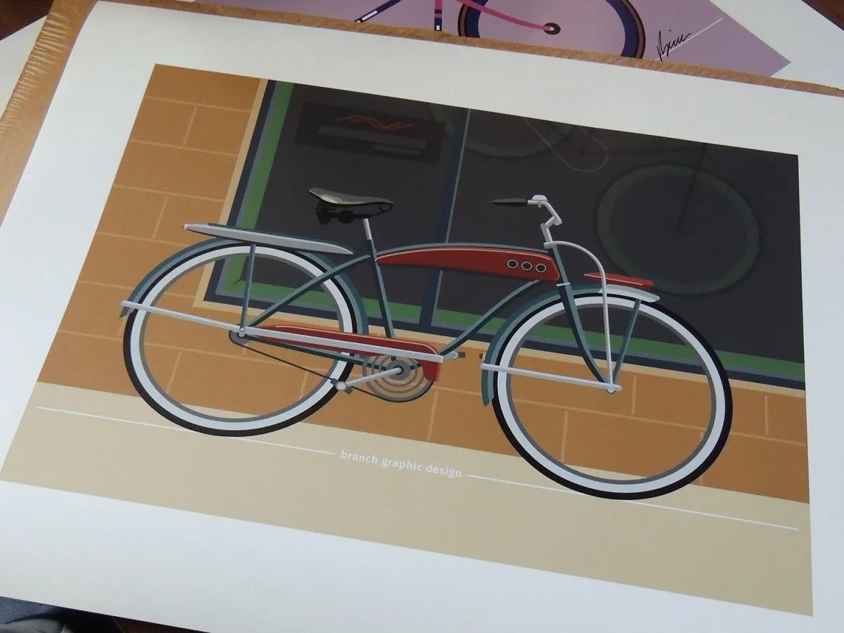 Vélo d’époque J.C. Higgins 1951, artwork by Brian Branch