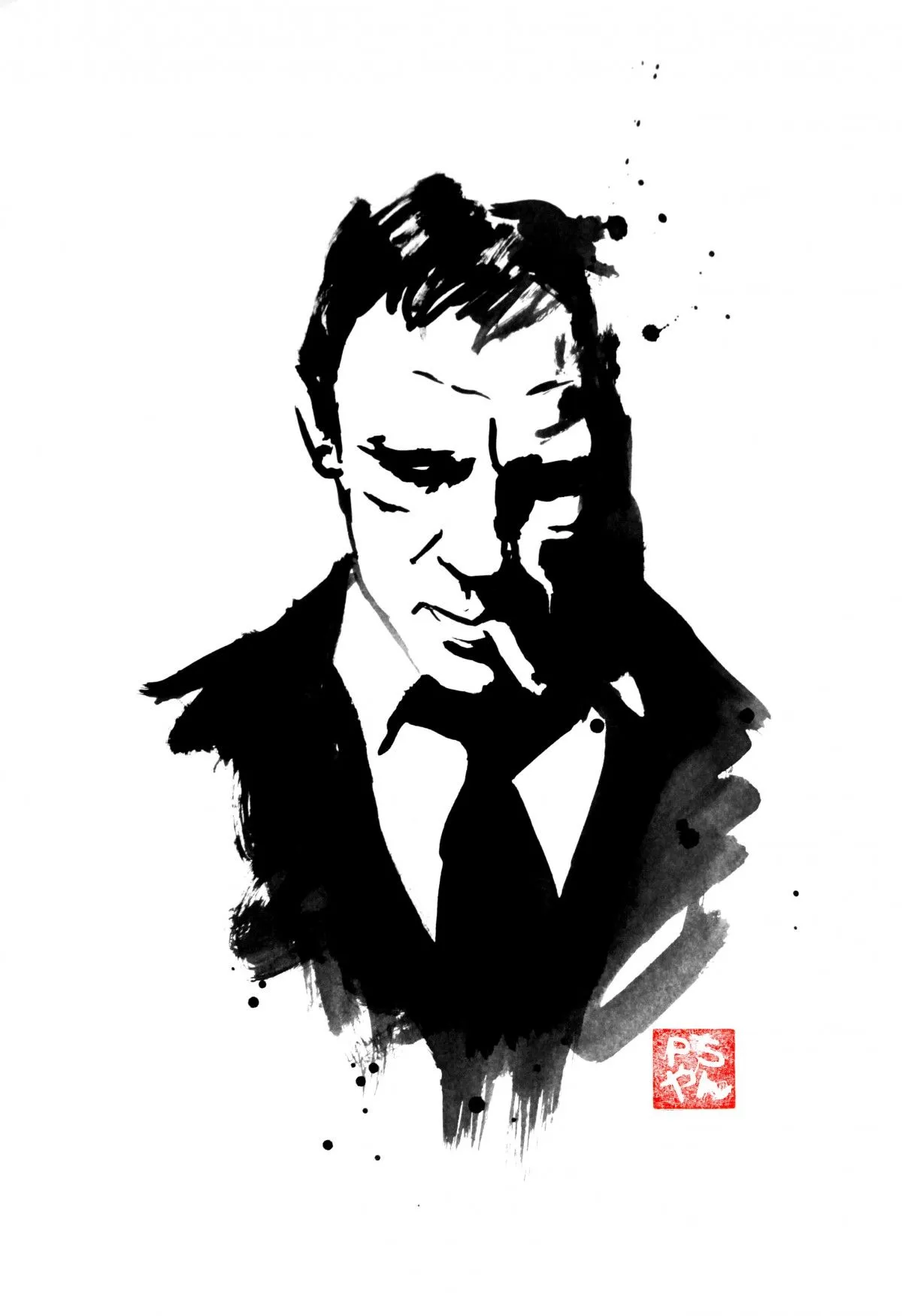 james bond, artwork by pechane sumi-e