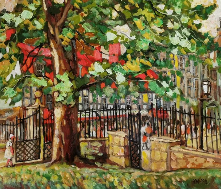 Le noyer de la Place d'Armes, œuvre de Jean-Guy Desrosiers