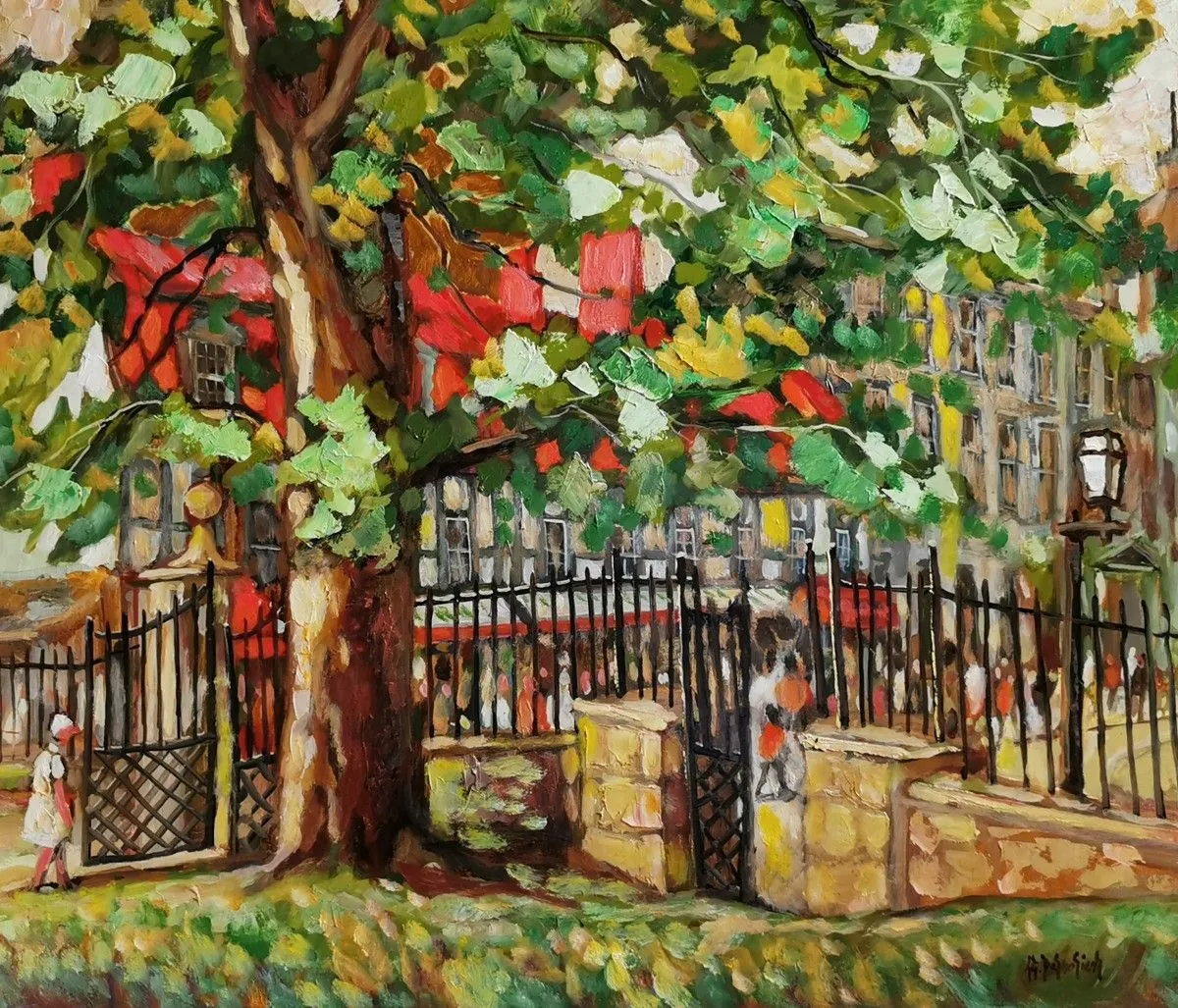 Le noyer de la Place d'Armes, artwork by Jean-Guy Desrosiers