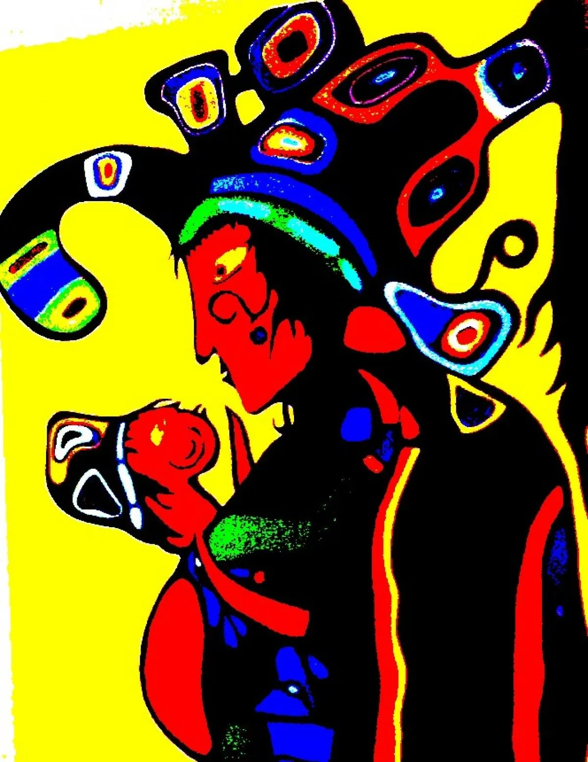 Adaptation of Morrisseau's Mother and Child, œuvre de Chatawna Nicholas