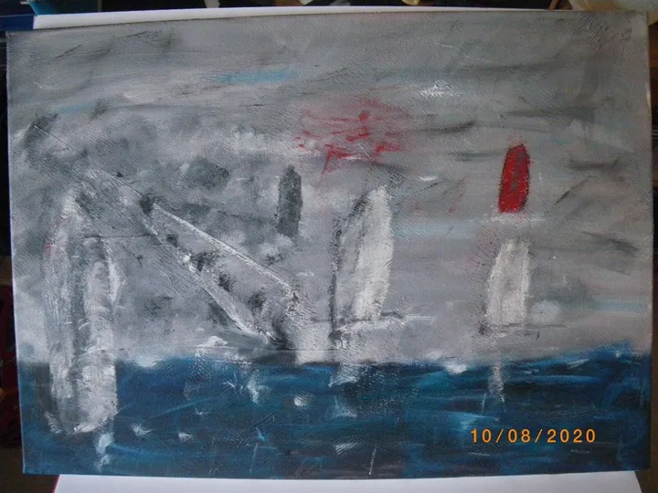 bateau enbrumé, artwork by Richard webb