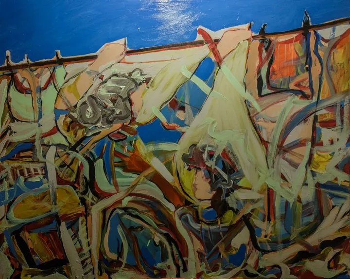 La corde à linge., artwork by Charaf El Ghernati