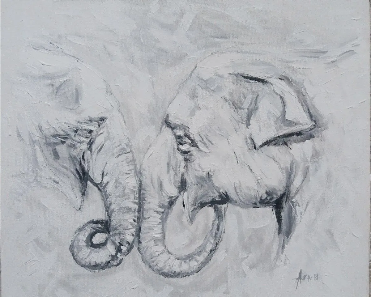Elephants, artwork by asanka indrajith