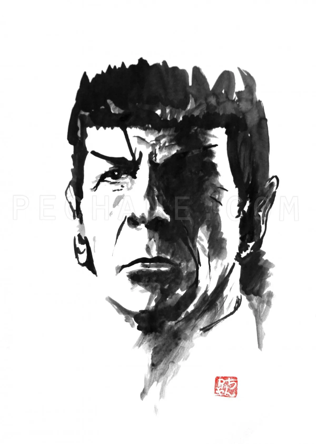 spock, œuvre de pechane sumi-e