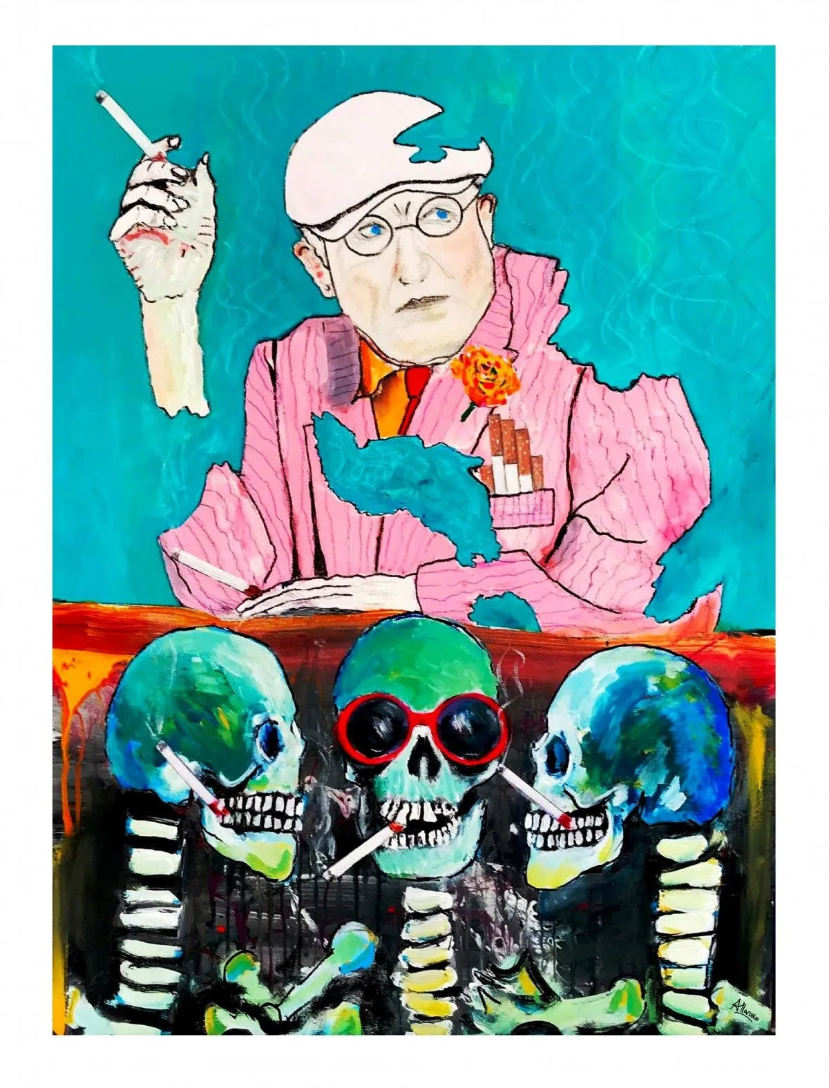 Hockney, PIcasso, Pollock, Van Gogh: four great smokers, three great painters - the choice is yours, artwork by James Allan Kennedy