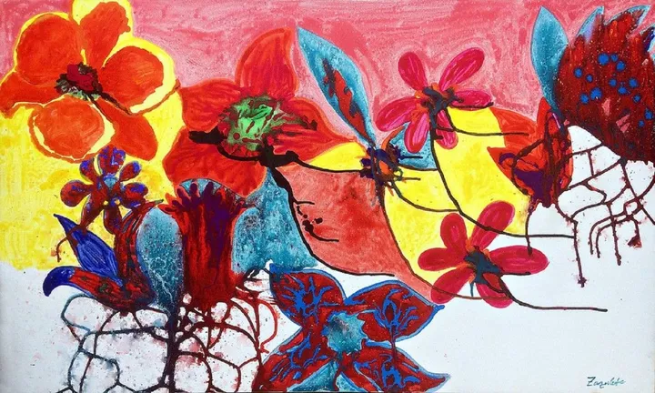 Flowers and rain, artwork by Zazulete Anuca Romanta Ion